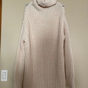 Zara Cream Knit Turtleneck Sweater Dress